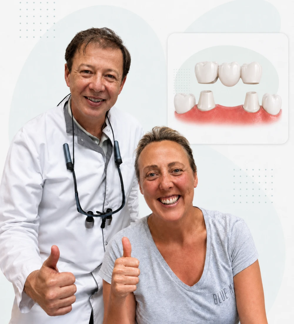Dentist with bridge infographic